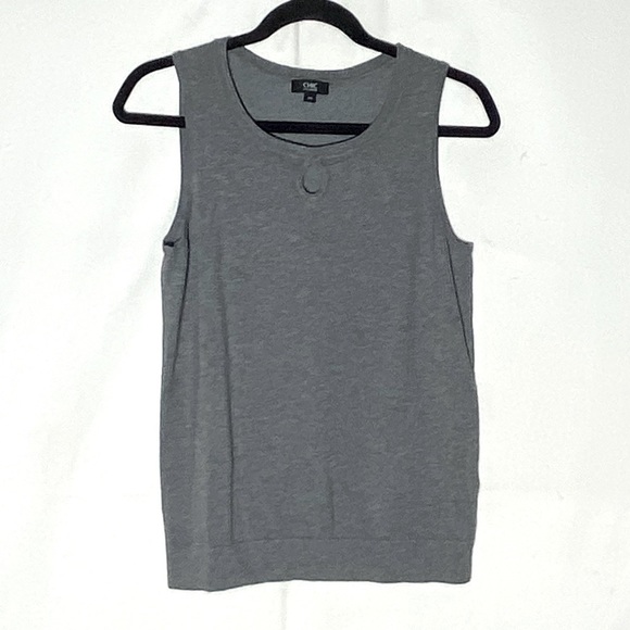 Jacob Grey Knit Sleeveless Top With Keyhole Detail M - Picture 12 of 12